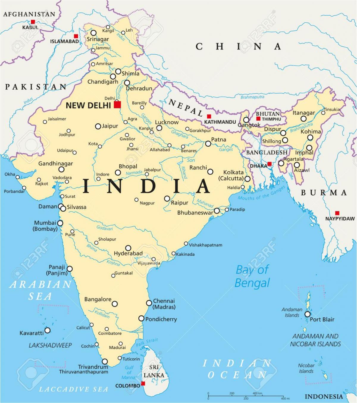 Actual Map Of India
